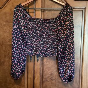 Forever 21 Black and Pink Floral Blouse